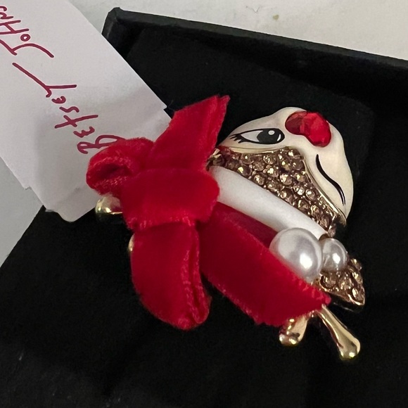 Betsey Johnson Red and Gold Winking Reindeer Ring Adjustable New Christmas - Picture 12 of 16